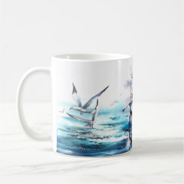 Seascape Boat Birds Kaffeetasse