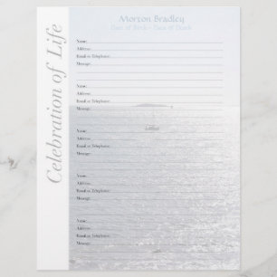 Seascape Memorial Guest Book Binder Filler Seiten