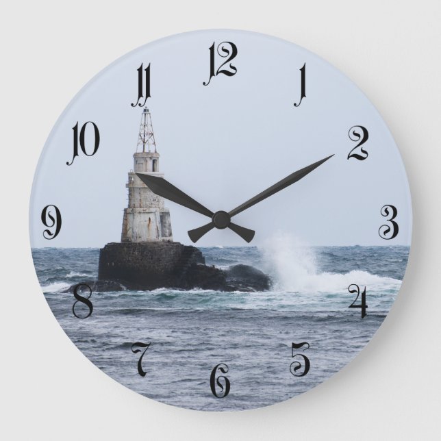 Seascape mit Leuchtturm Große Wanduhr (Vorderseite)