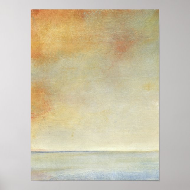 Seascape mit ruhiger Orangensonne Poster (Vorne)