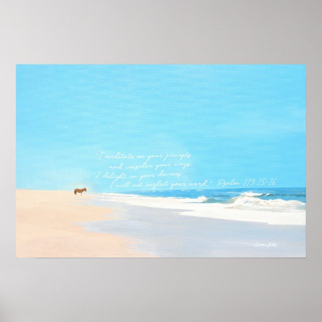 Seascape Psalm 119 15 16 Bibelverse Poster (Vorne)