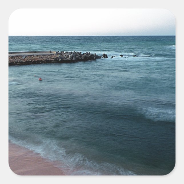 Seascape Quadratischer Aufkleber (Vorderseite)