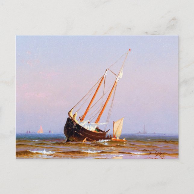 Seascape, Schiff von Alfred Thompson Bricher Postkarte (Vorderseite)