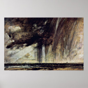 Seascape Studie mit Regenwolke, Seascape mit Regen Poster