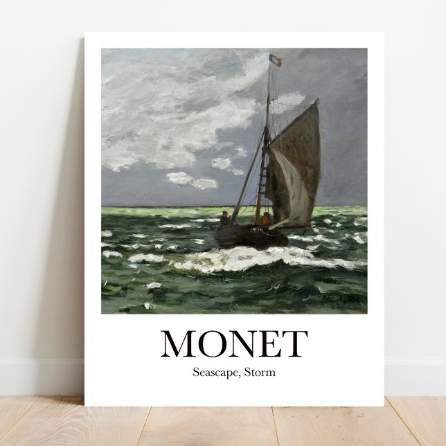 Seascape, Sturm von Claude Monet Poster (Monet's Raging Sea: Own the Storm! High-quality art poster)
