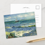 Seascape | Vincent van Gogh Postkarte<br><div class="desc">Seascape in der Nähe von Les Saintes-Maries-de-la-Mer (1888) von dem niederländischen Postimpressionisten Vincent Van Gogh. Original-Kunstwerk ist ein Ölgemälde auf der Leinwand,  das ein Boot auf einem abstrakten blauen Ozean darstellt. Verwenden Sie die Entwurfstools,  um einen benutzerdefinierten Text hinzuzufügen oder das Bild zu personalisieren.</div>