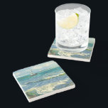 Seascape | Vincent van Gogh Steinuntersetzer<br><div class="desc">Seascape in der Nähe von Les Saintes-Maries-de-la-Mer (1888) von dem niederländischen Postimpressionisten Vincent Van Gogh. Original-Kunstwerk ist ein Ölgemälde auf der Leinwand,  das ein Boot auf einem abstrakten blauen Ozean darstellt. Verwenden Sie die Entwurfstools,  um einen benutzerdefinierten Text hinzuzufügen oder das Bild zu personalisieren.</div>