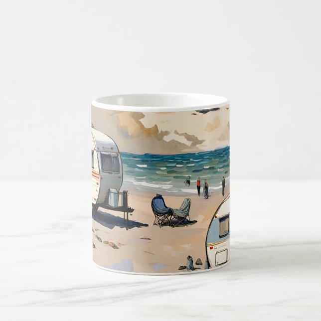 Seascape, Vintage Karawane am Strand Kaffeetasse (Mittel)