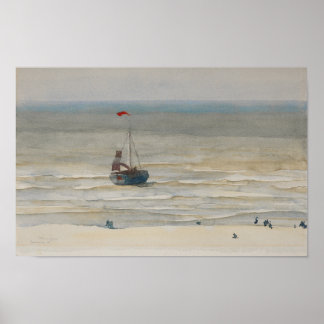 Seascape. Vintage Wasserfarbe Poster