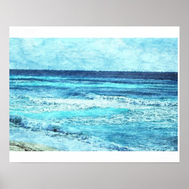 Seascape Watercolor Foto Poster (Vorne)