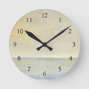 Seascape with Tranquil Orange Sunset Runde Wanduhr