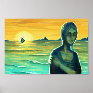 Seascape Women Portrait Digital Painting Poster