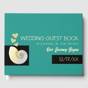 Seashell and Hearts, Beach Wedding Gästebuch
