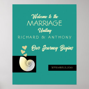 Seashell and Hearts, Begrüßung am Strand Poster