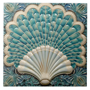Seashell Aquamarine Art Deco Inspiriert Fliese