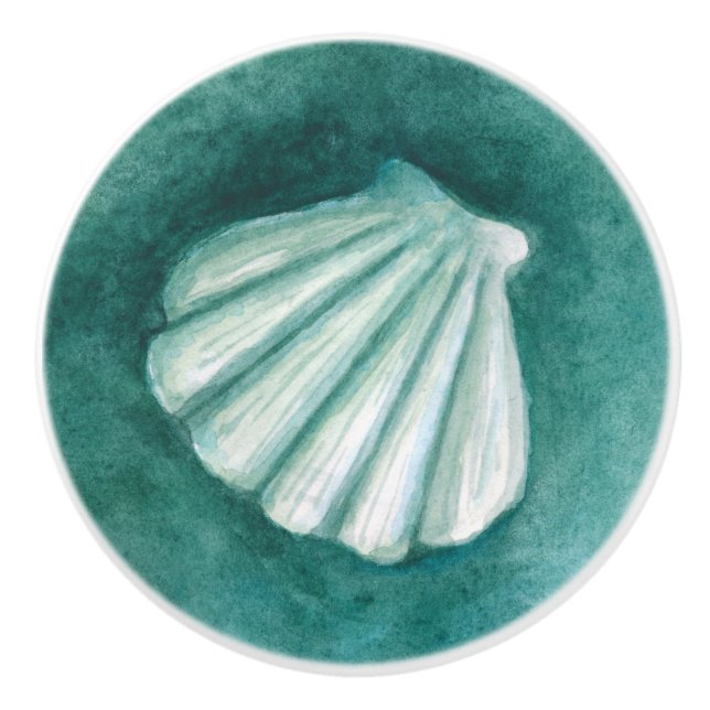 Seashell-Aquarell-Malerei-Türknauf Keramikknauf (Vorderseite)