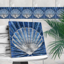 Seashell Art Deco - Blauer Marmor und Silber