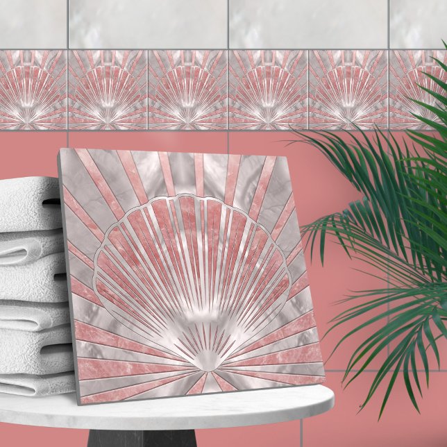 Seashell Art Deco - Rose Quartz und Pearl Fliese (Von Creator hochgeladen)