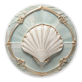 Seashell Art Nouveau Imitats Relief Mini Blue & Go Keramikknauf