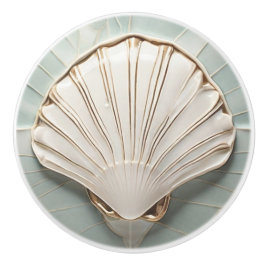 Seashell Art Nouveau Imitats Relief Mini Blue & Go Keramikknauf