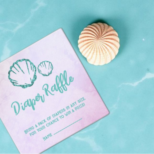 Seashell Baby Duschdusche Windeln Raffle Begleitkarte (Von Creator hochgeladen)
