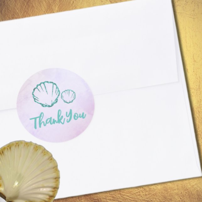 Seashell Baby Dusche Runder Aufkleber (Von Creator hochgeladen)