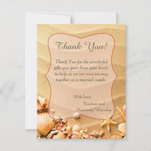 Seashell Beach 4x5 Flat Wedding Danke Karte