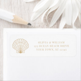 Seashell Beach Beige Wedding Rücksendeadresse
