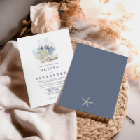 Seashell Beach Blue Hochzeit Einladung
