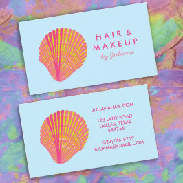 Seashell Beach Chic Elegante Rosa Blau Visitenkarte