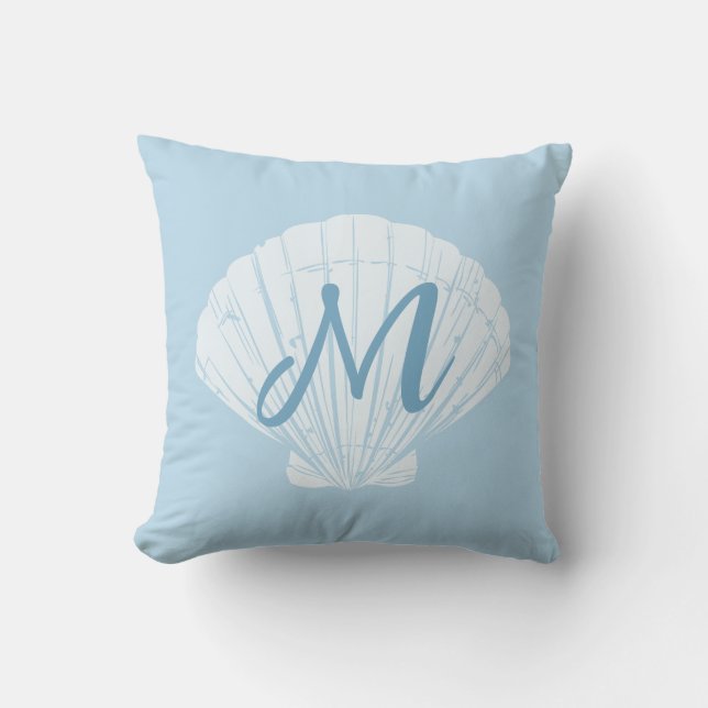 Seashell Beach Coastal Monogram Kissen (Vorderseite)