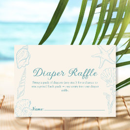Seashell Beach Diaper Raffle Baby Dusche Begleitkarte