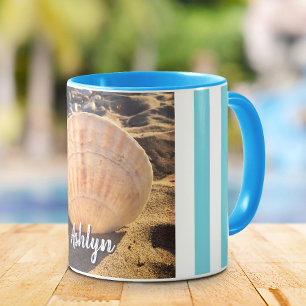 Seashell Beach Foto Script Individuelle Name Moder Tasse