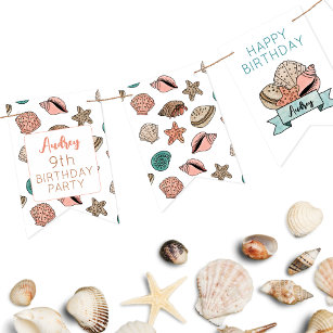 Seashell Beach Girls Personalisiert Geburtstagspar Wimpelkette