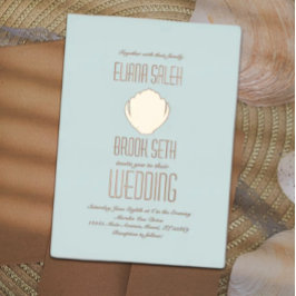 Seashell Beach Hochzeit gepresste Foil-Einladung Folieneinladung