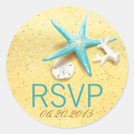 Seashell Beach Hochzeit in Urlaubsort UAWG Runder Aufkleber