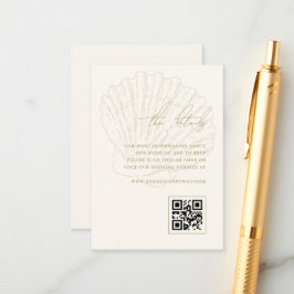 Seashell Beach Ivory Gold QR Code Wedding Details Begleitkarte
