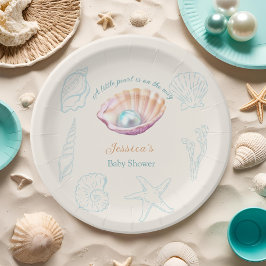 Seashell Beach Little Pearl Baby Dusche Pappteller