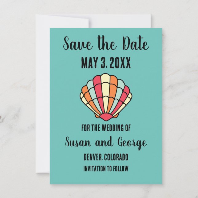 Seashell Beach Nautical Save the Date Einladung (Vorderseite)
