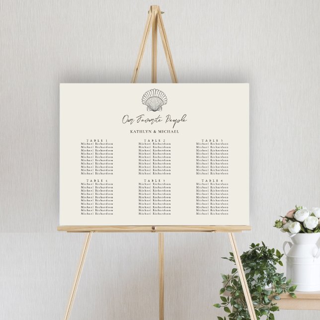 Seashell Beach Ocean Wedding 6 Table Seating Chart Poster (Von Creator hochgeladen)