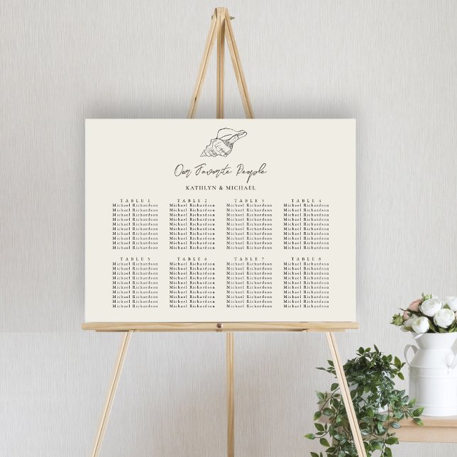 Seashell Beach Ocean Wedding 8 Table Seating Chart Poster (Von Creator hochgeladen)