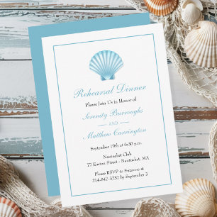 Seashell Beach Probe Dinner Hochzeit Einladung