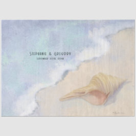 Seashell Beach Sand Blue White Wave Decoupage Seidenpapier