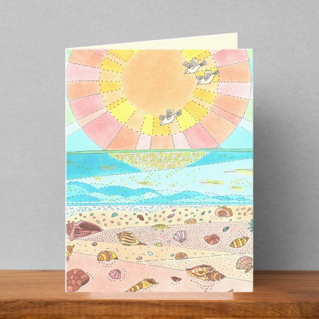 Seashell Beach Sunrise Blank Card Dankeskarte (Von Creator hochgeladen)