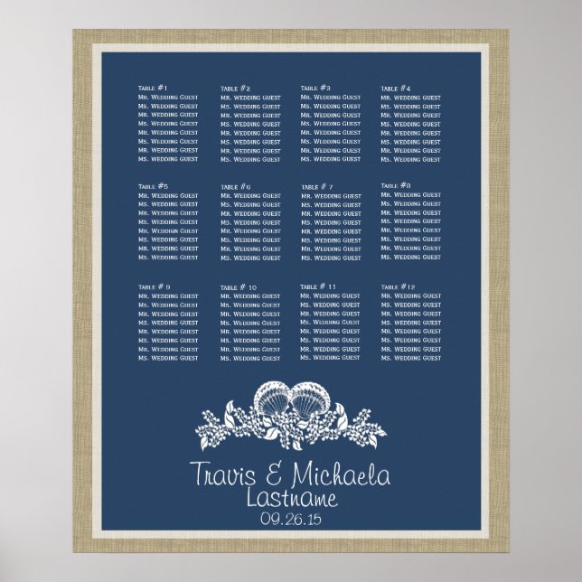 Seashell Beach Theme Seekarte Poster (Vorne)