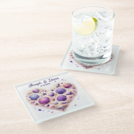 Seashell Beach Valentine Anniversary Names Glasuntersetzer