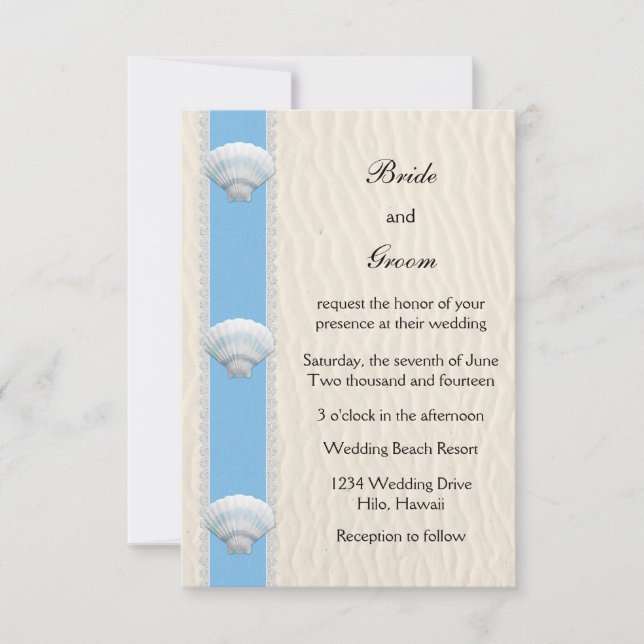 Seashell Beach Wedding Einladung (Vorderseite)