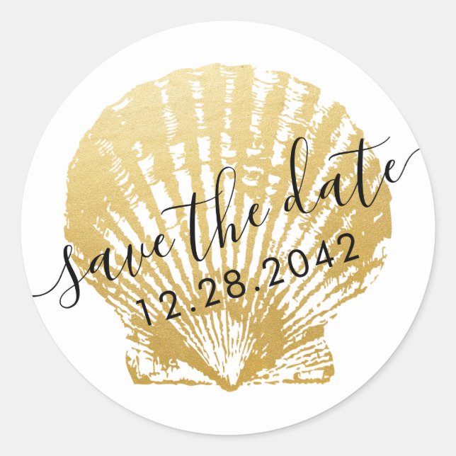 Seashell Beach Wedding Favor & Invitation Stickers (Vorderseite)