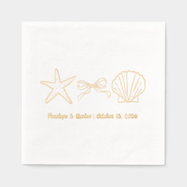 Seashell Beach Wedding Gold Foil Wedding Napkins Servietten Mit Folie