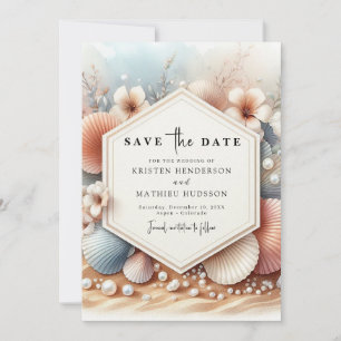 Seashell Beach Wedding Save The Date